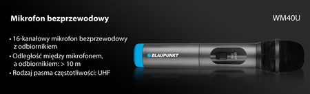 Mikrofon UHF Blaupunkt WM40U bezprzewodowy