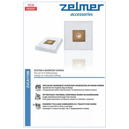 WORKI DO ODKURZACZA ZELMER ZVCA110B 4 SZT SAFBAG ADAŚ OLEK KUBA WYTRZYMAŁE