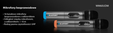 Mikrofon UHF Blaupunkt WM60UDB podwójny, bezprzewodowy