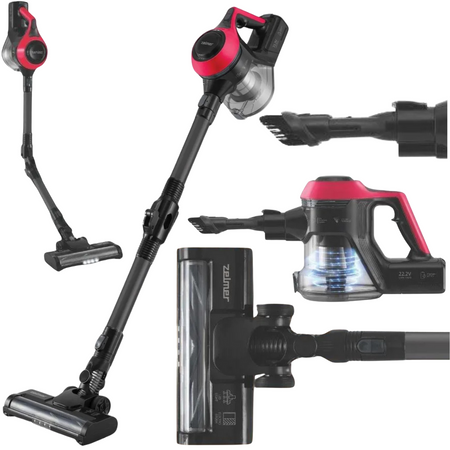 ODKURZACZ PIONOWY ZELMER ZSVC511DF 22,2V 40MIN LED CYKLON CZERNO-CZERWONY