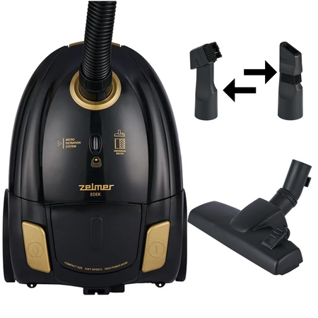 ODKURZACZ TRADYCYJNY WORKOWY ZELMER ZVC250 EDEK 800W 2,5L CZARNO ZŁOTY