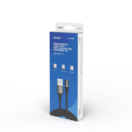Kabel Savio Magnet Usb-Usb Typ C Micro (1153939)
